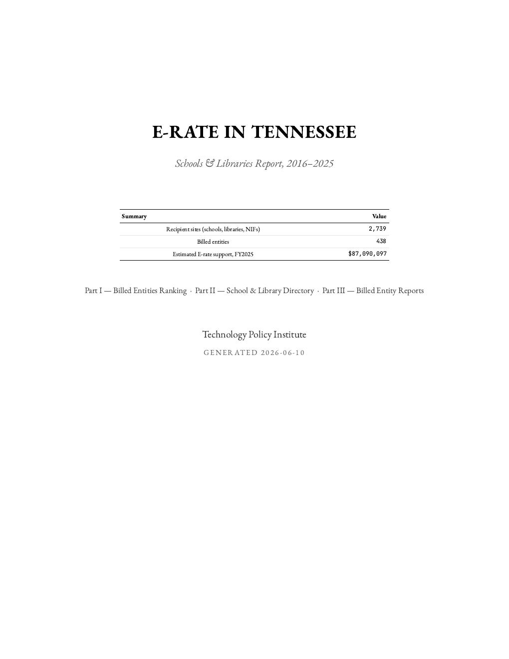 Tennessee report cover