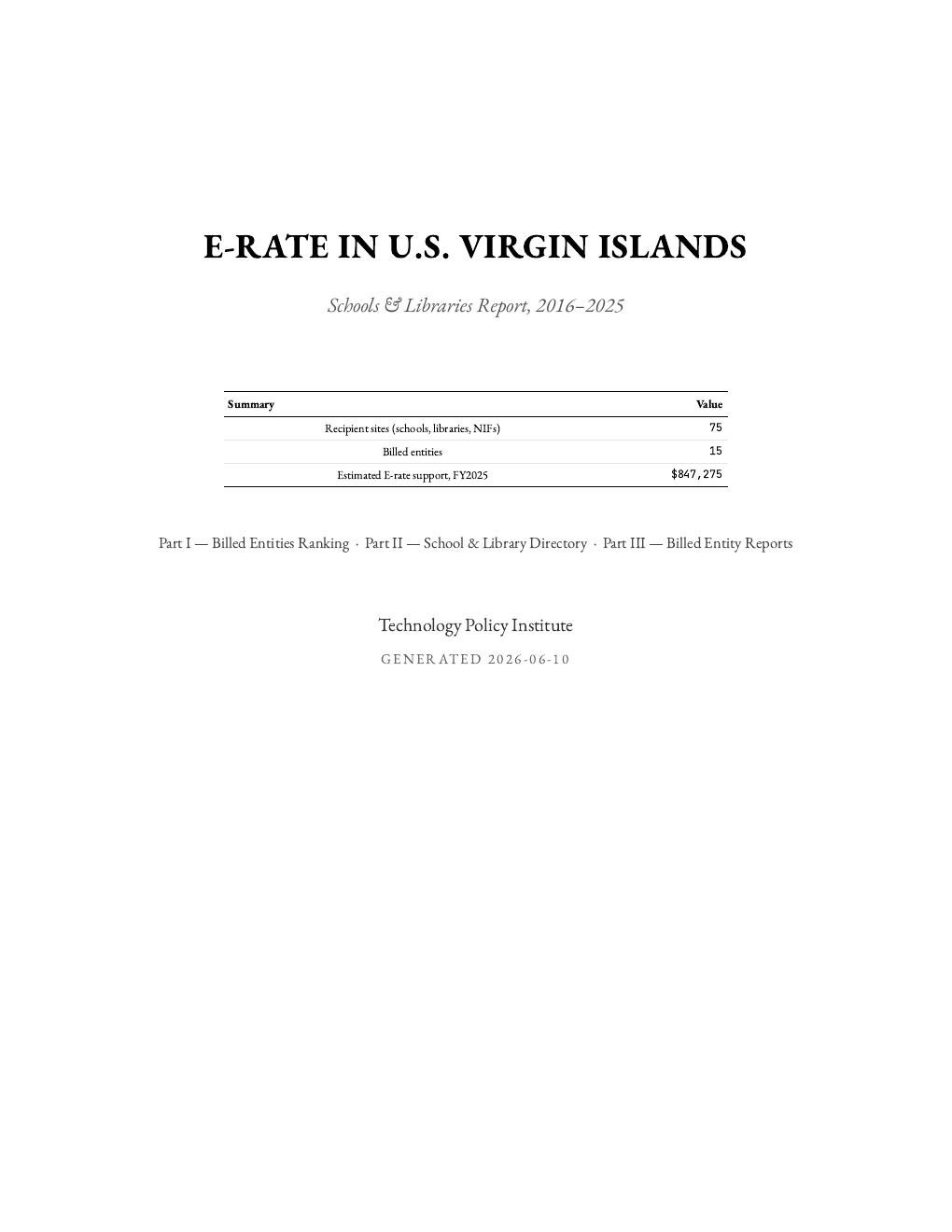 U.S. Virgin Islands report cover