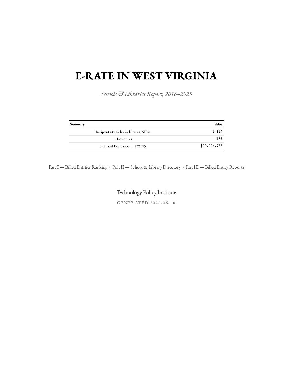 West Virginia report cover