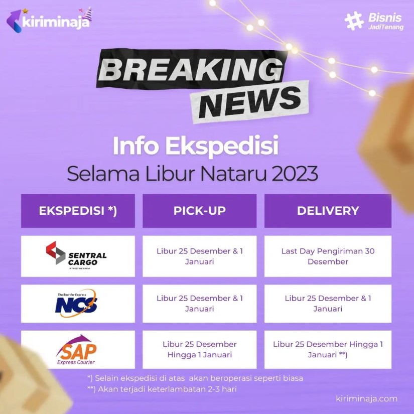 Informasi Operasional Ekspedisi Untuk Libur Natal 