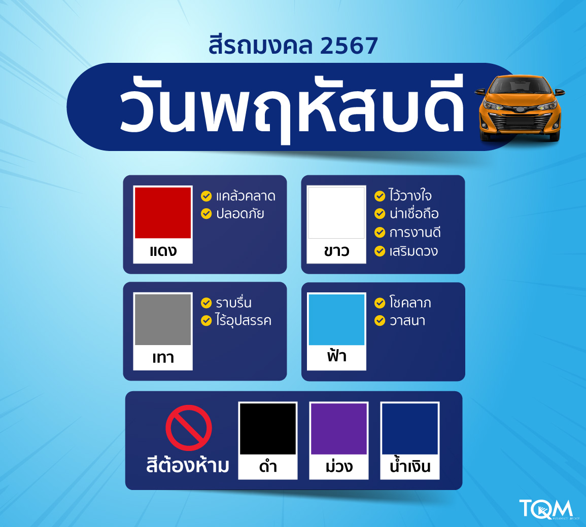 สีรถมงคล สำหรับคนเกิดวันพฤหัสบดี 