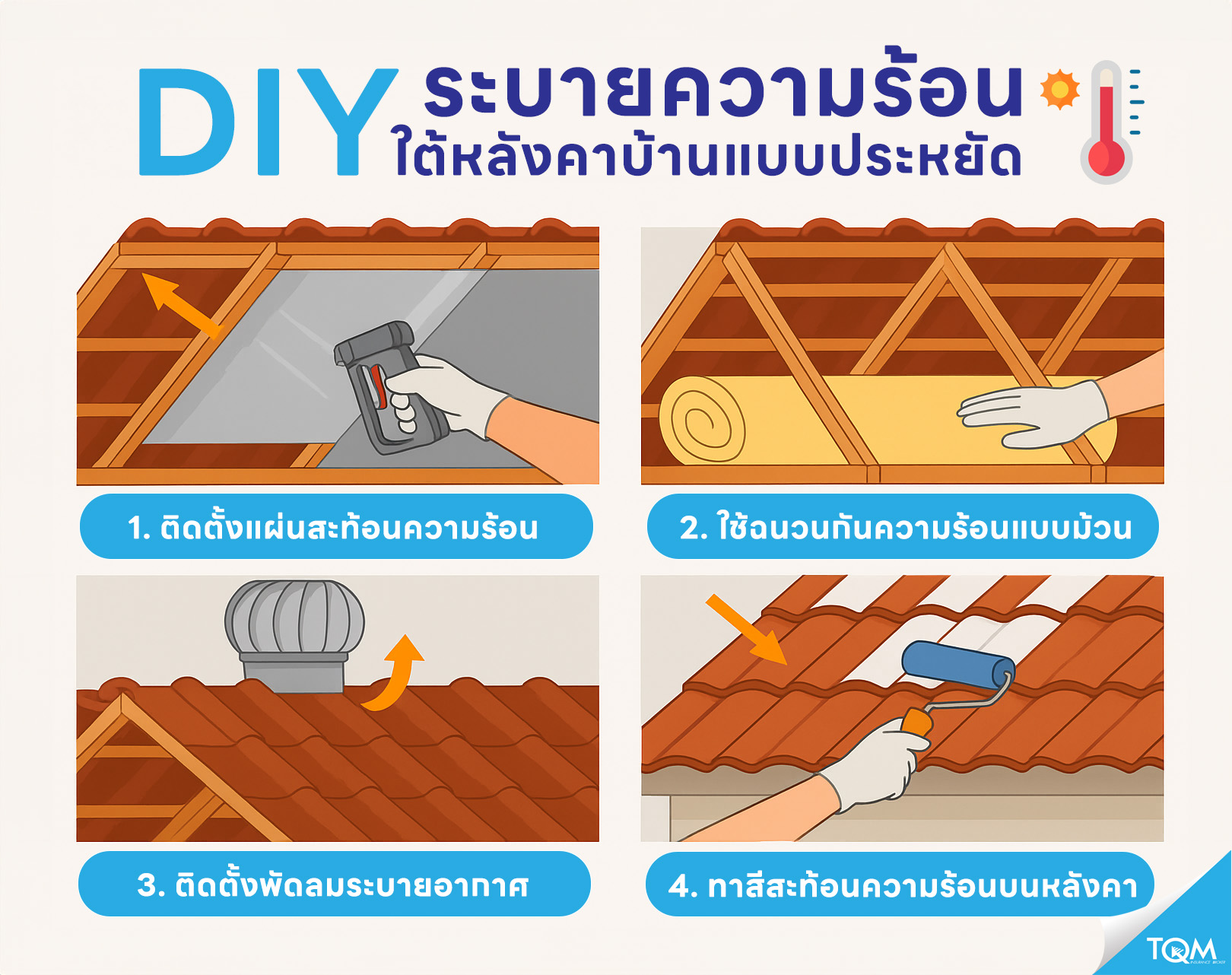 วิธี DIY ระบายความร้อนใต้หลังคาบ้านแบบประหยัด