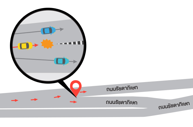 จุดอันตราย : ทางแยกรูปตัว Y สะพานรัชวิภา