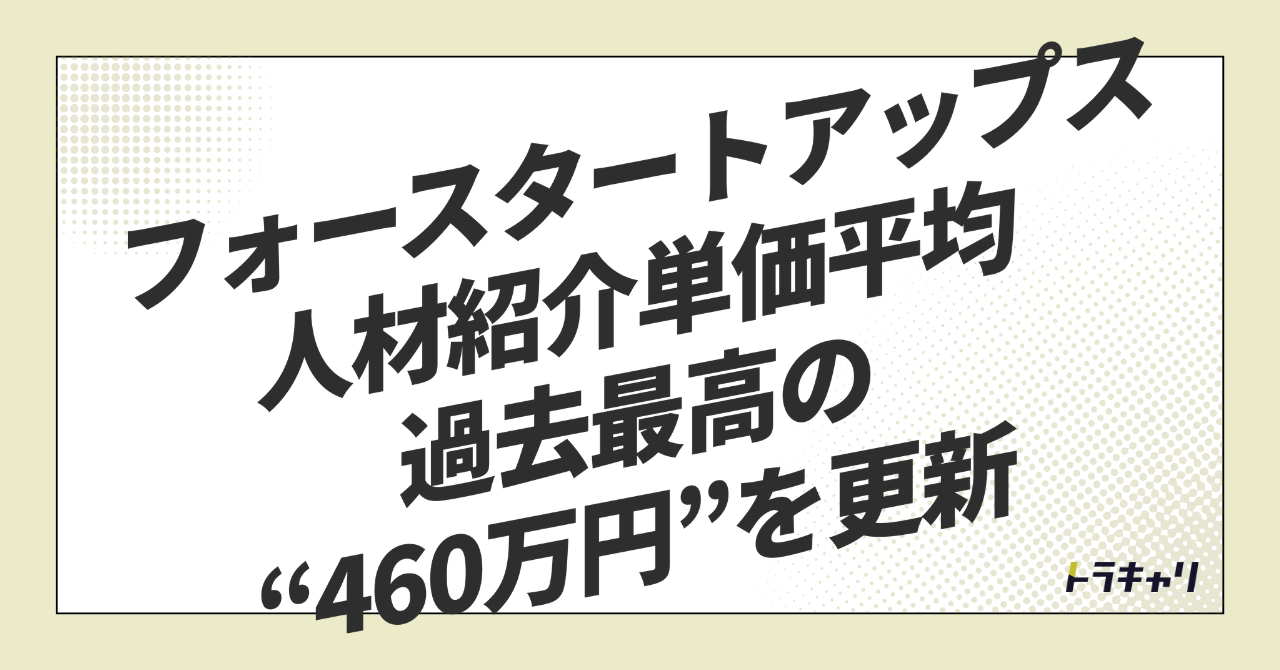 人材紹介単価460万円——フォースタートアップスが『ハイレイヤー特化』で伸び続ける理由