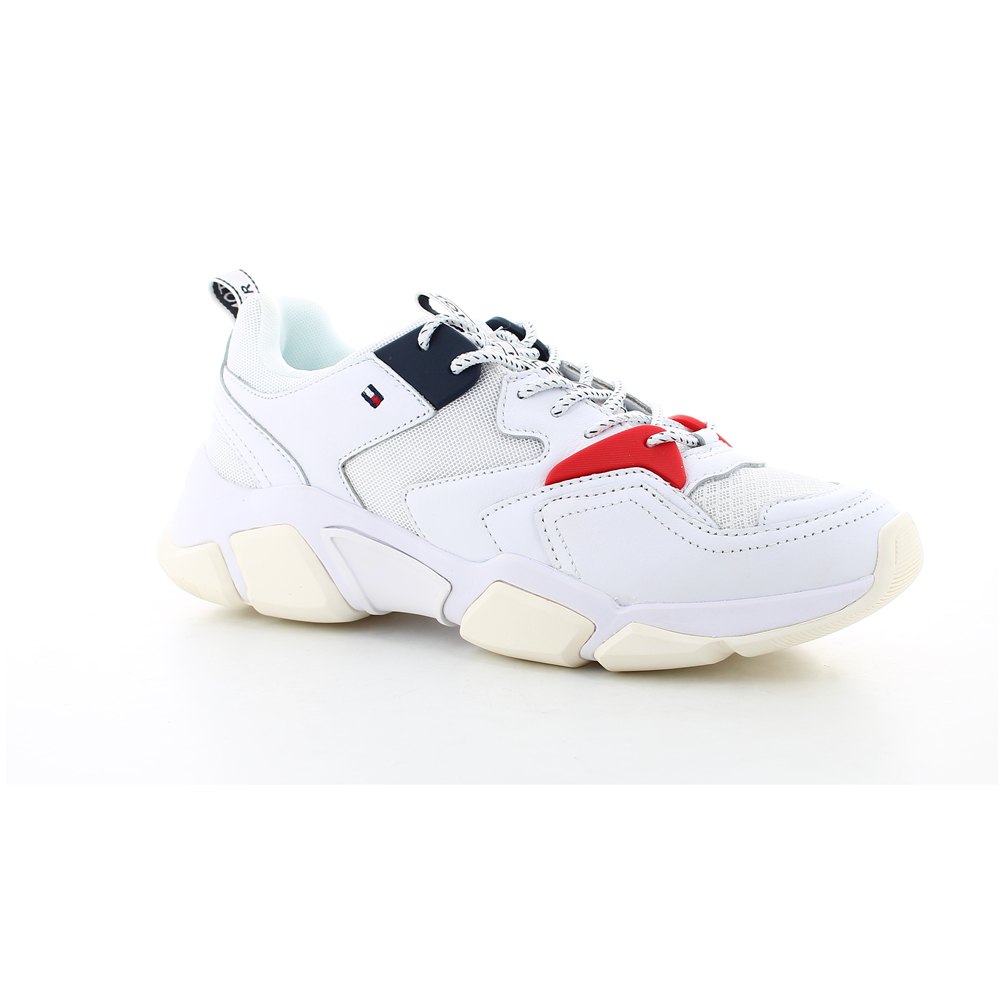 tommy hilfiger chunky mixed textile trainer