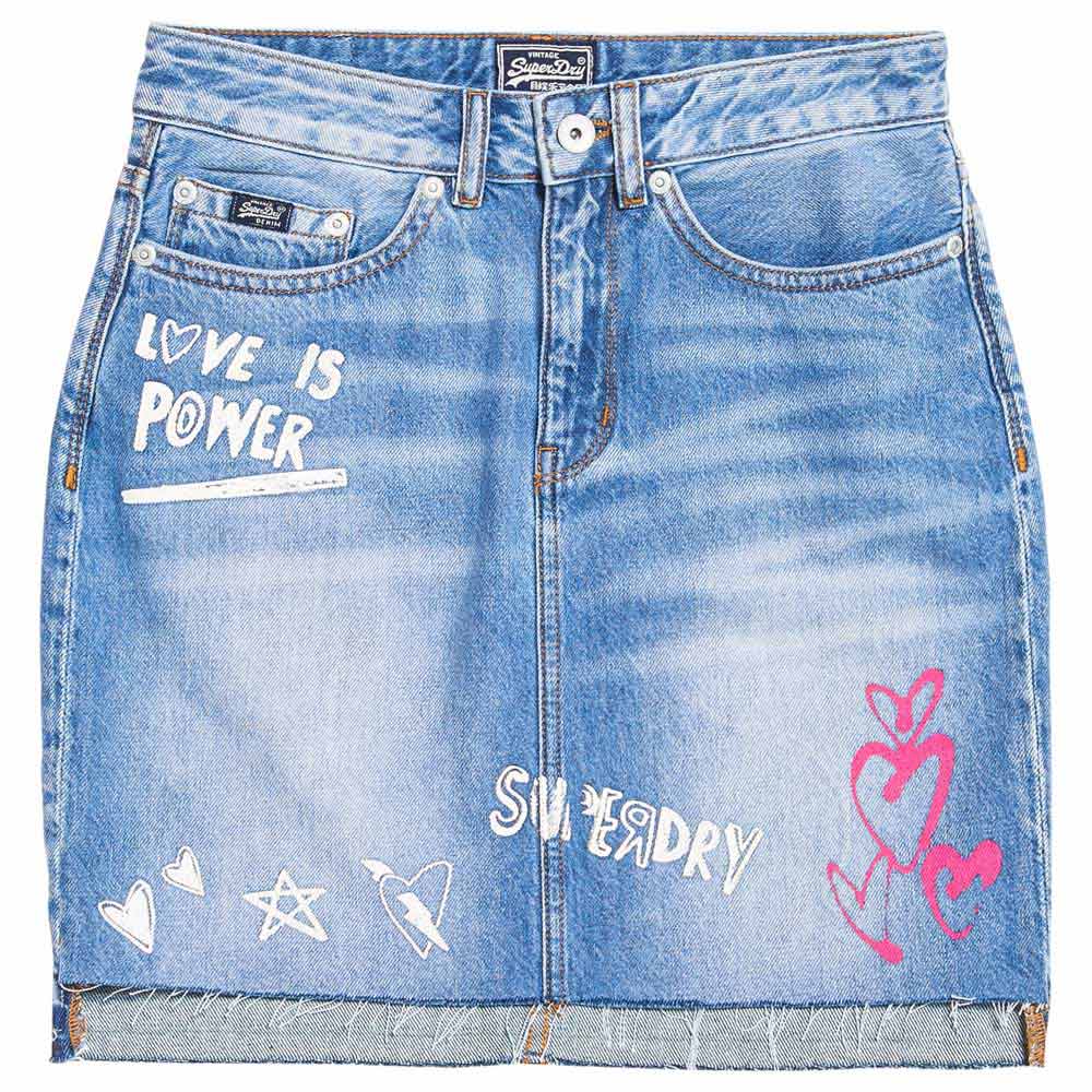 superdry denim mini skirt