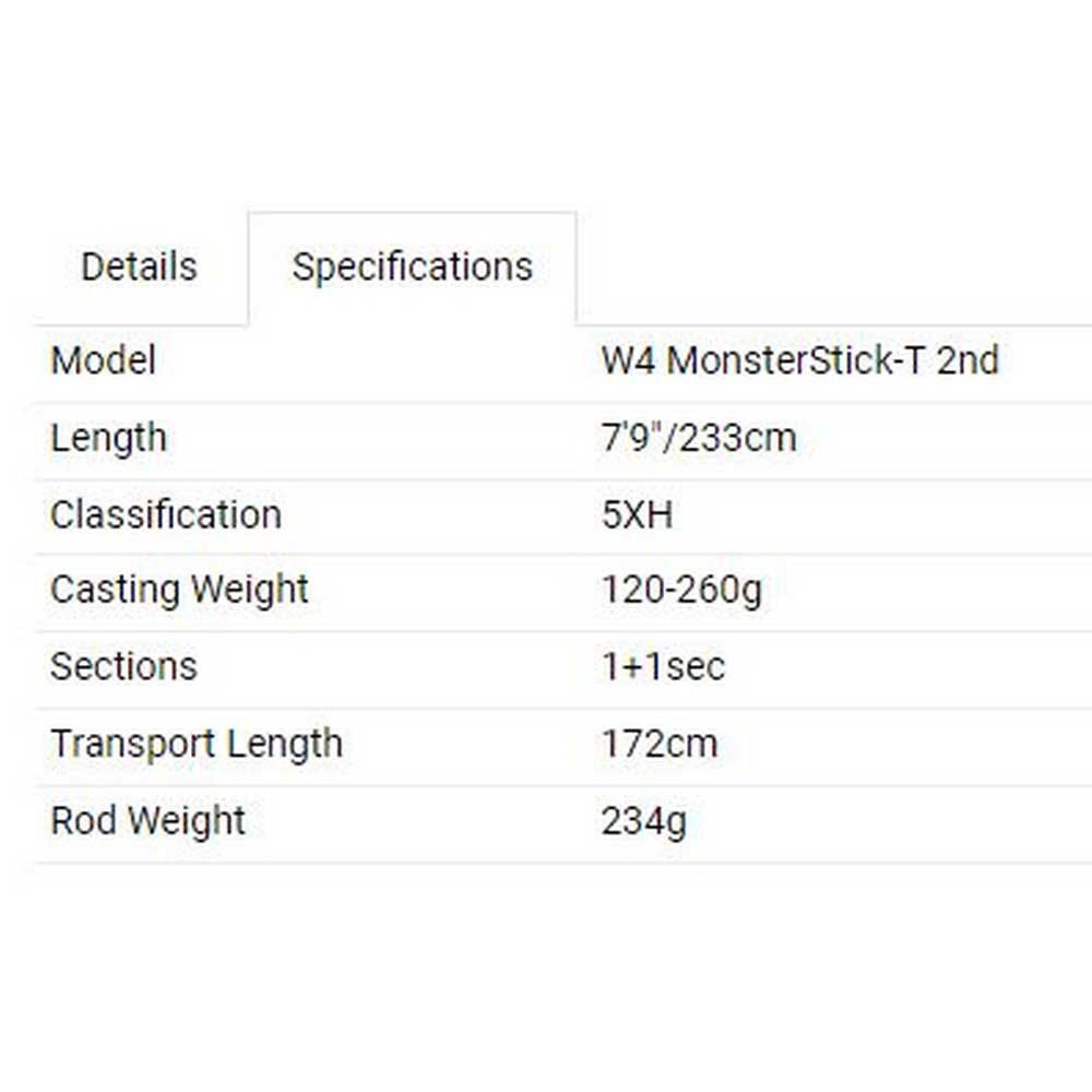 Westin W4 Monsterstick-t 2nd Bottom Shipping Rod Silver 2.33 m / 120-260 g