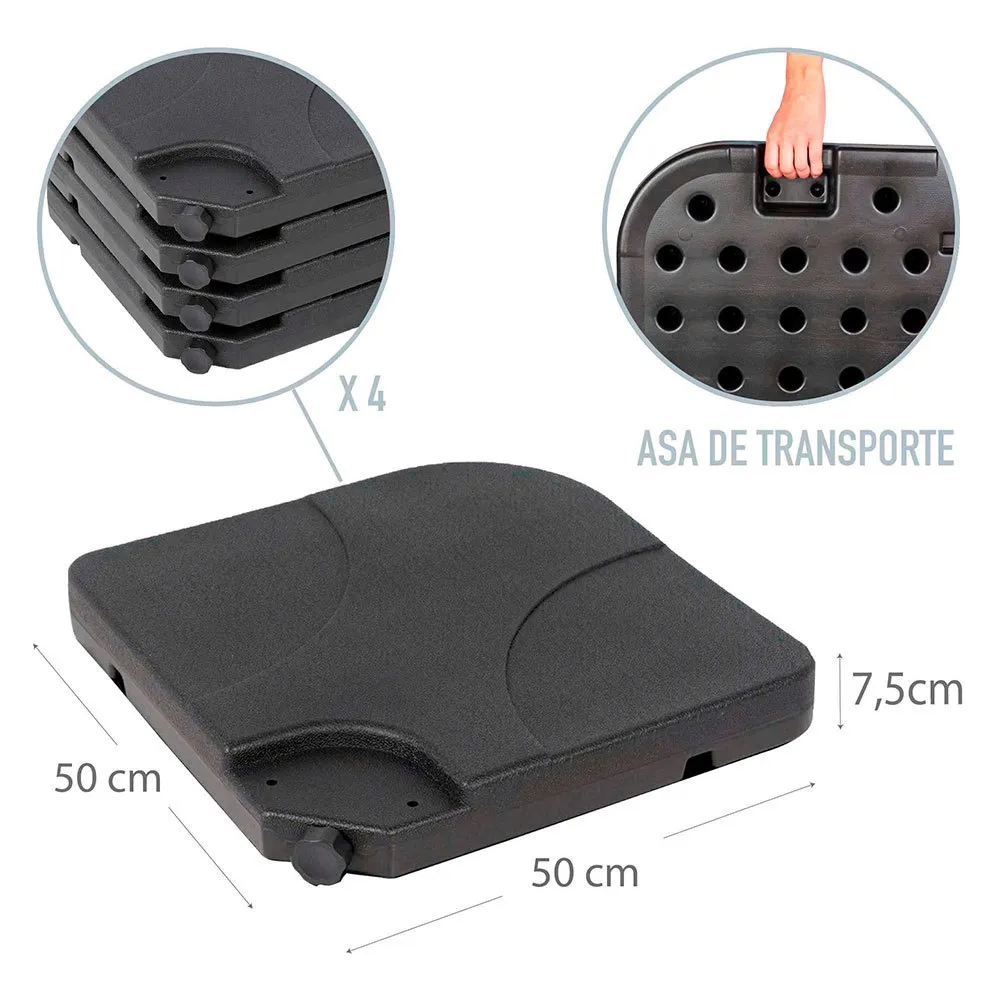 Aktive Kvadratisk Påfyllningsbar Parasollfot 4 Bitar unisex, Black, One Size