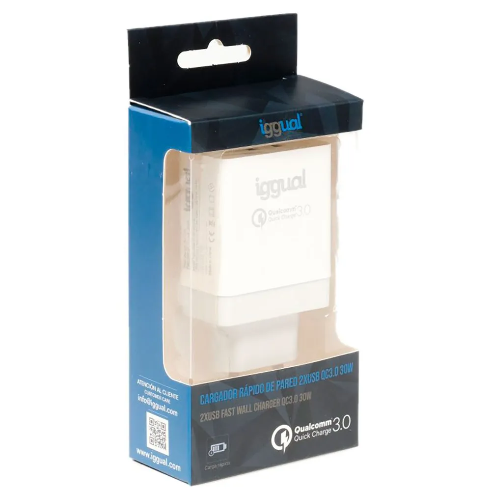 Iggual Cargador doble 2xUSB carga rápida QC3.0 30W – imagen 4