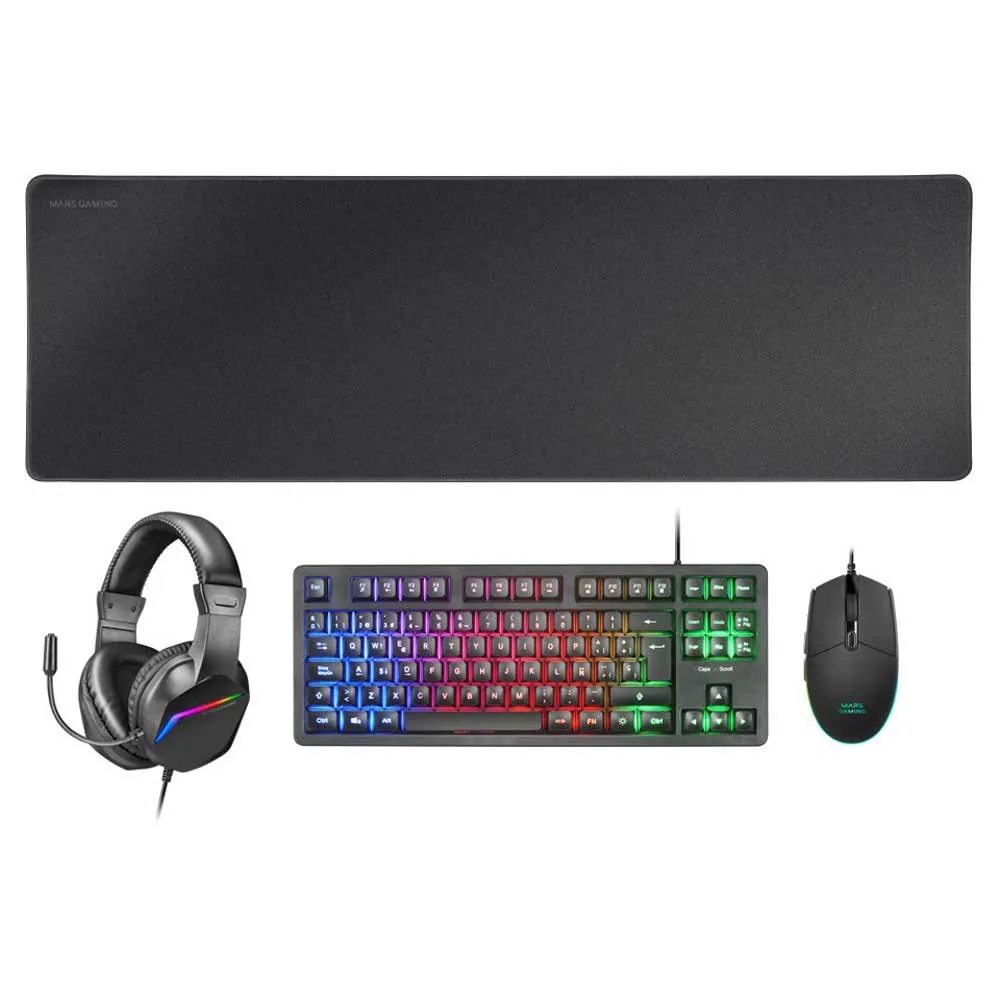Mars Gaming Kit Gaming Ratón Teclado Auriculares Alfombrilla De Ratón Mcp-rgb3