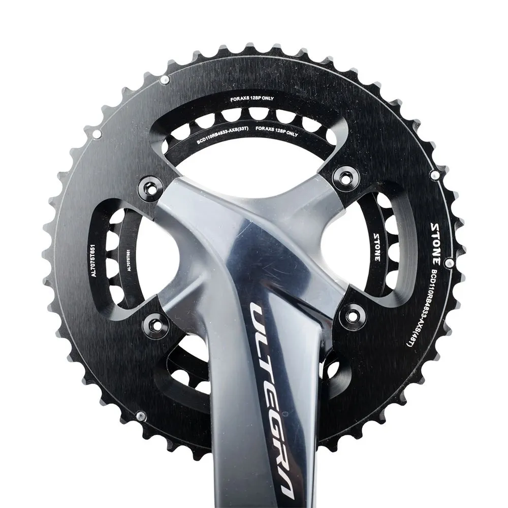 Stone Shimano 2x/sram Flat Top 110 Bcd Kedjehjul, Black, 48-33t