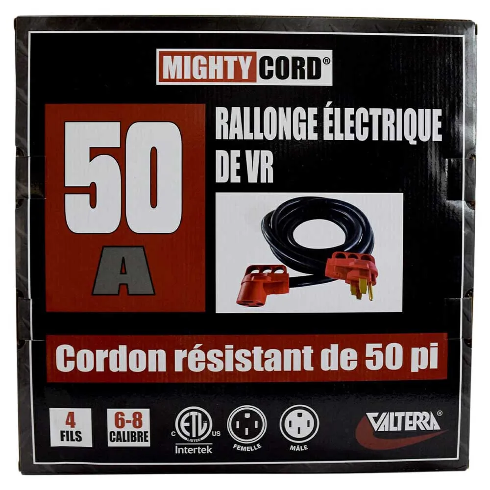 Valterra Mighty Cord Elektrisk Förlängningssladd 15.24 M 50a, Black / red, One Size