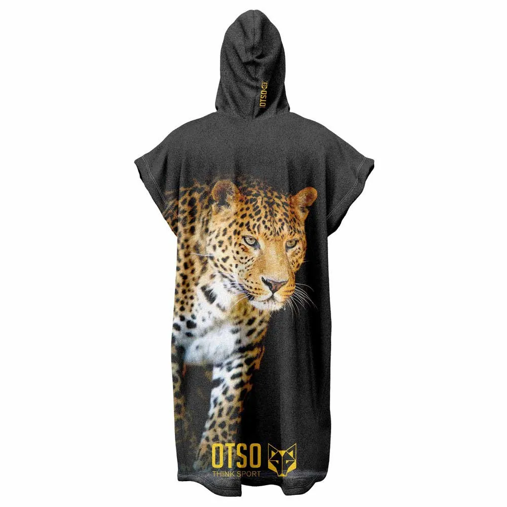 Otso Leopard Poncho Unisex, Black / leopard, One Size