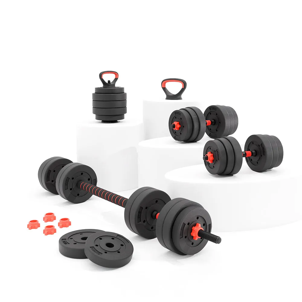 KSIX Hantel+skivstång+kettlebell-kit 10kg Unisex, Black / orange, 10kg