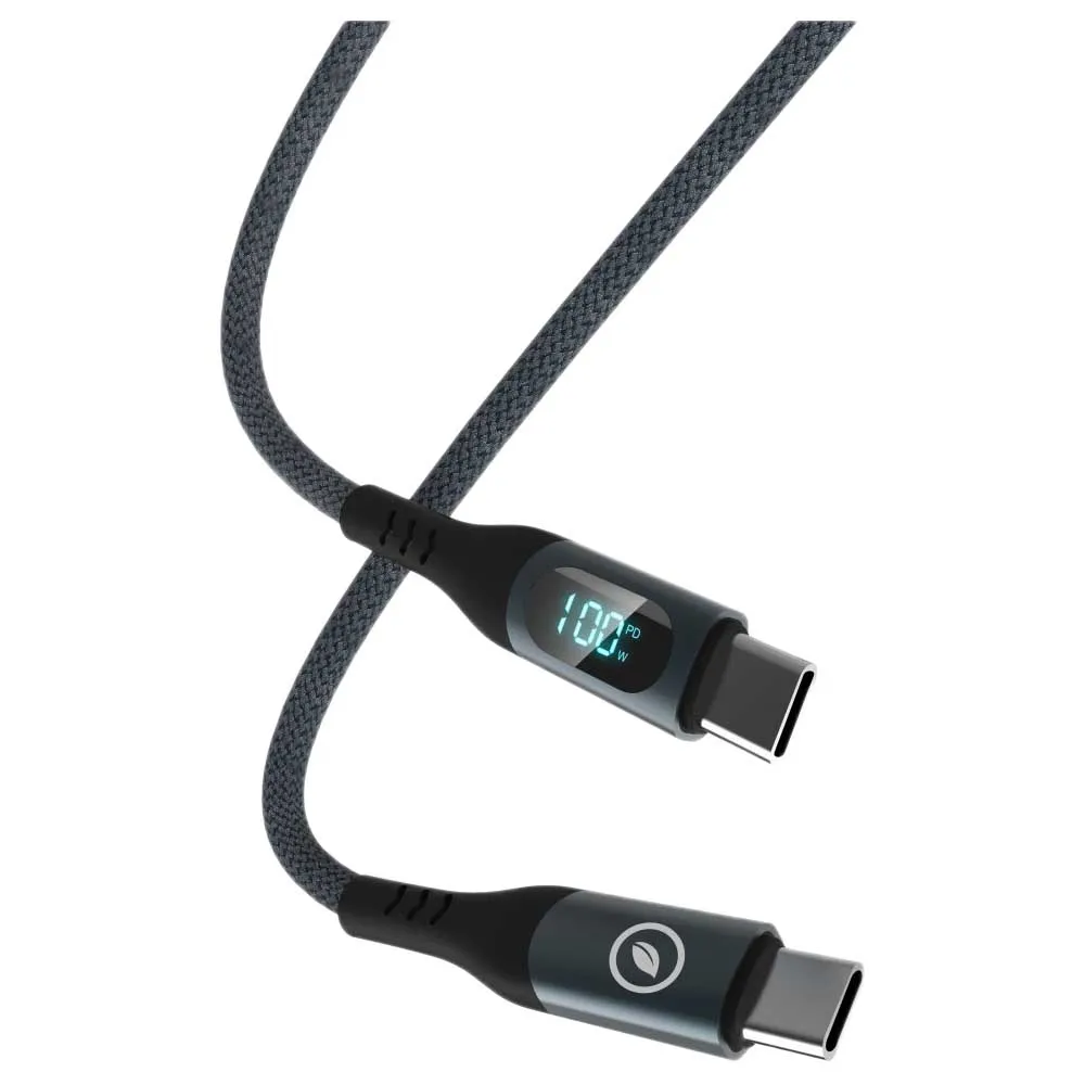 Cable USB-C - Muvit For Change MCUSC0054, 1.2m, a USB-C, 100W, Pantalla LCD, Gris – imagen 3