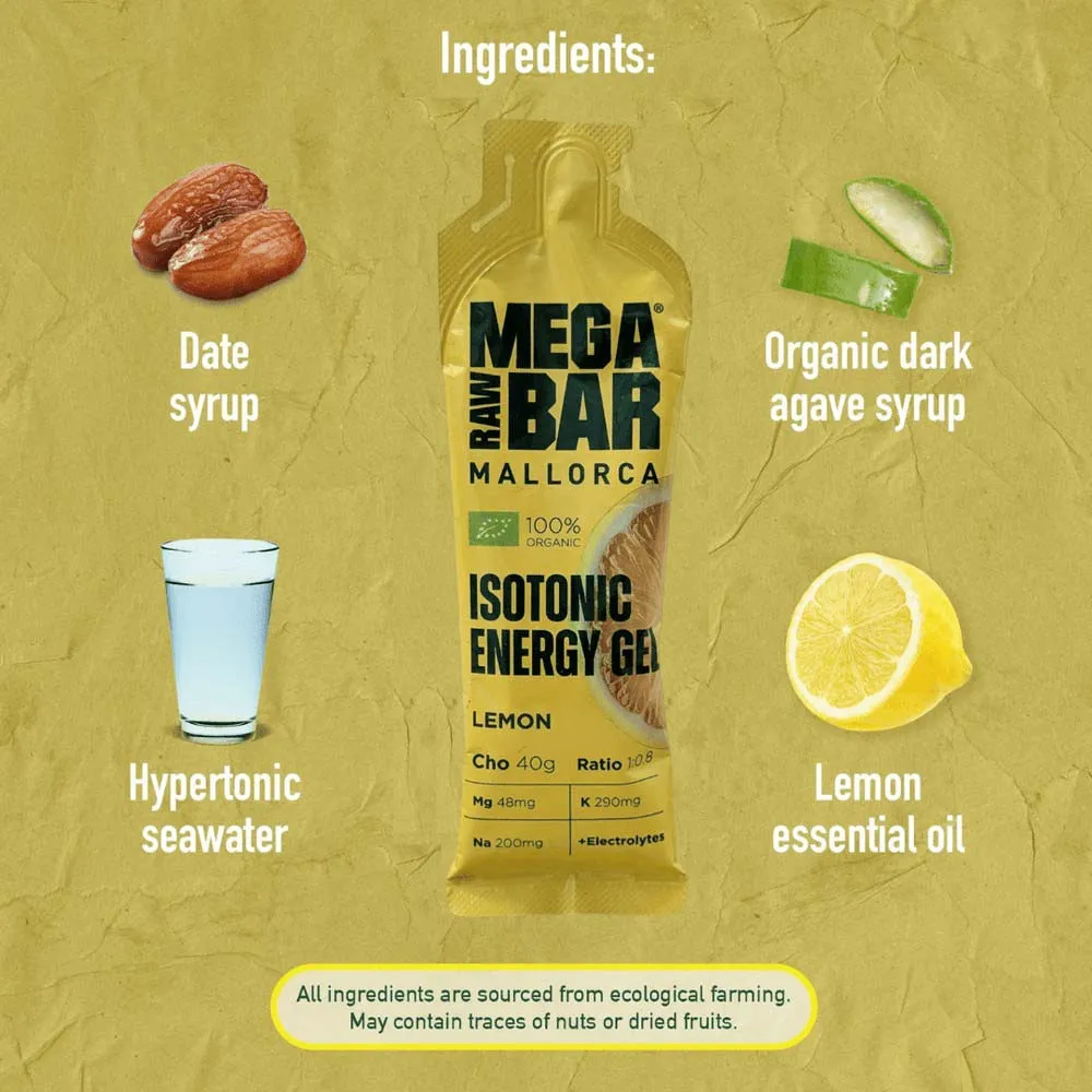 MegaRawBar Låda Med Energigeler Citron 62g 16 Enheter, Multicolor, One Size