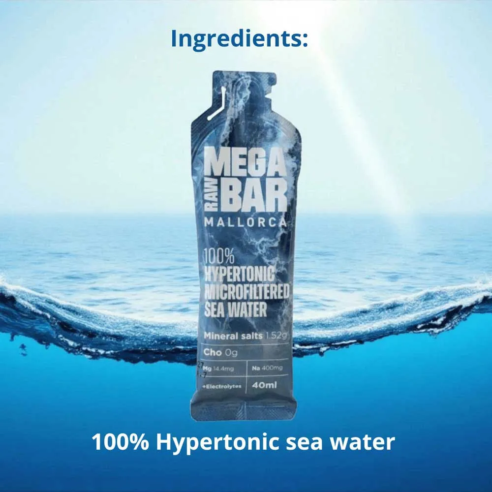 MegaRawBar Hypertonic Microfiltered Sea Water Dryck 40ml 10 Enheter, Blue, One Size