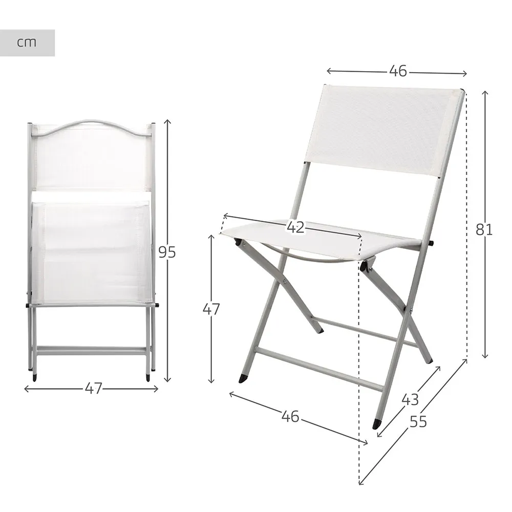 Aktive Gartenklappstuhl Refurbished unisex, White, 46 x 55 x 81cm