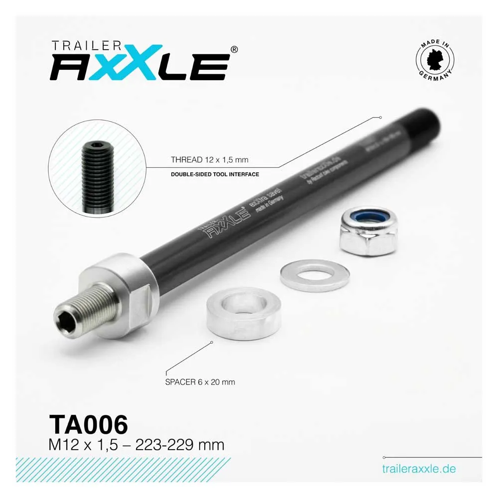 Radoxx M12x1.5 223-229 Mm Genomgående Axel, Black / silver, One Size