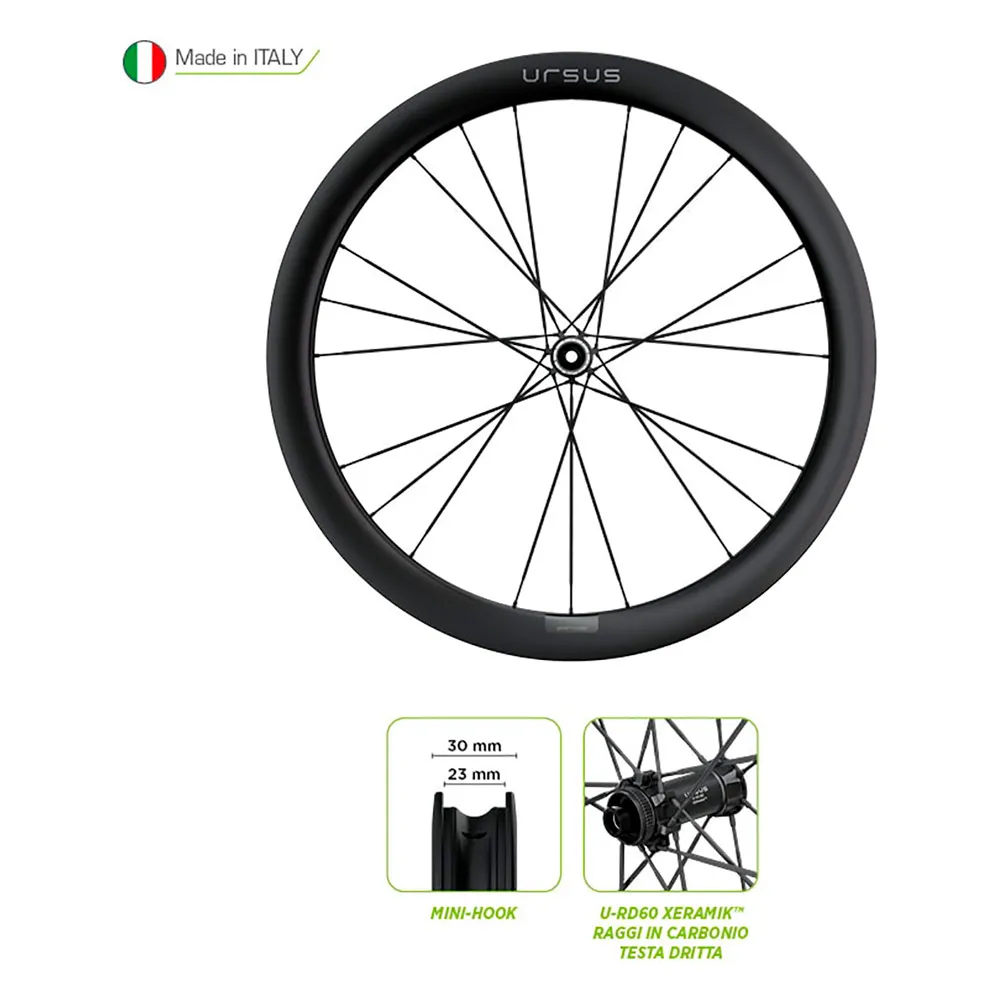 Ursus Arya R 50 Mm Cl Disc Ceramic Tubeless Landsvägscykelns Bakhjul, Black, 12 x 142mm