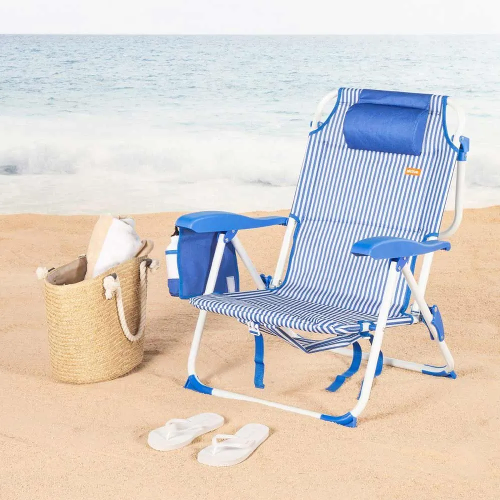 Aktive Pocket Multiposisjons Sammenleggbar Stol unisex, Stripped blue, 48 x 58 x 76cm