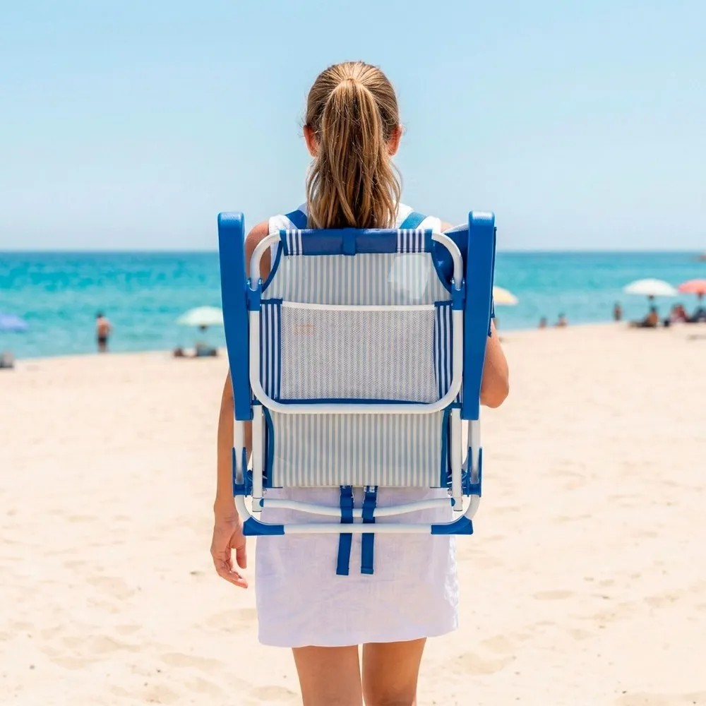 Aktive Pocket Multiposisjons Sammenleggbar Stol unisex, Stripped blue, 48 x 58 x 76cm