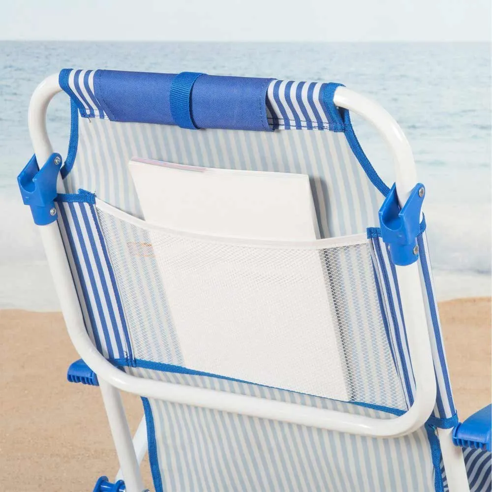 Aktive Pocket Multiposisjons Sammenleggbar Stol unisex, Stripped blue, 48 x 58 x 76cm