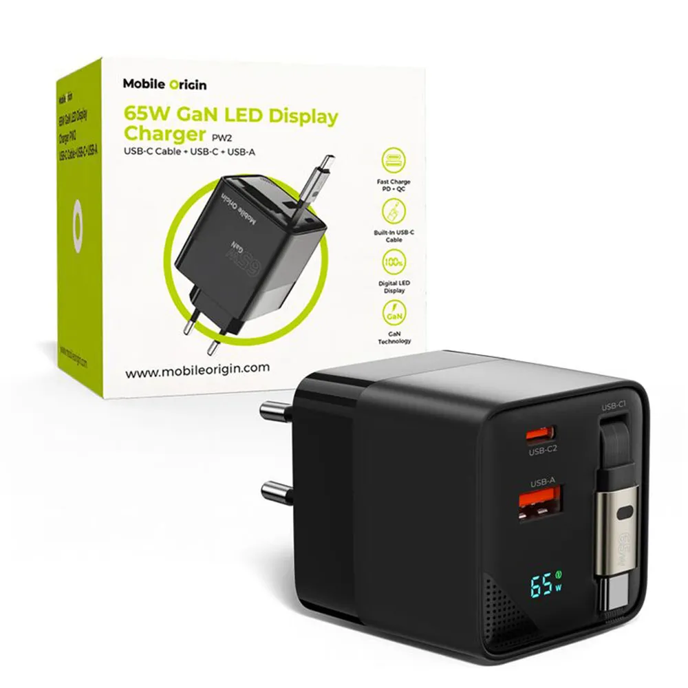 Mobile Origin Cargador De Pared Usb-c Gan Charger 65w