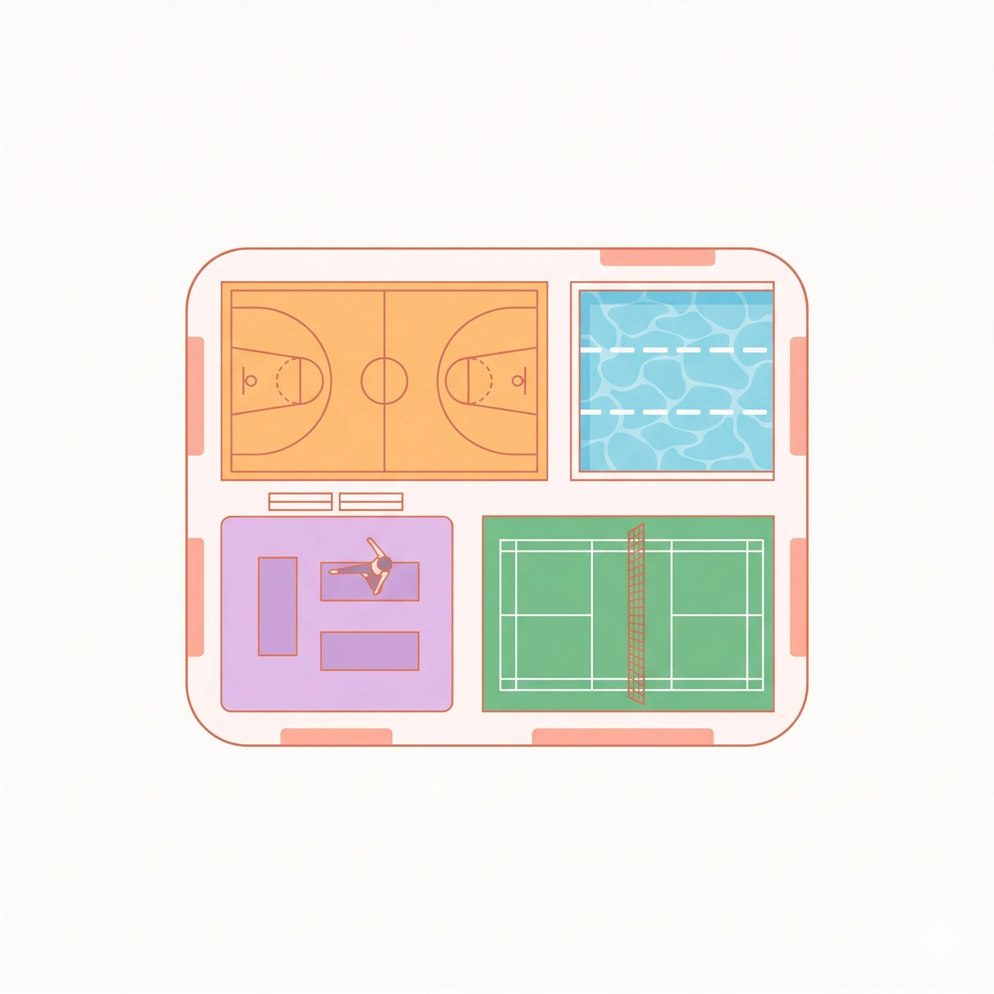 Multi-sports venue management system multi-facility booking illustration