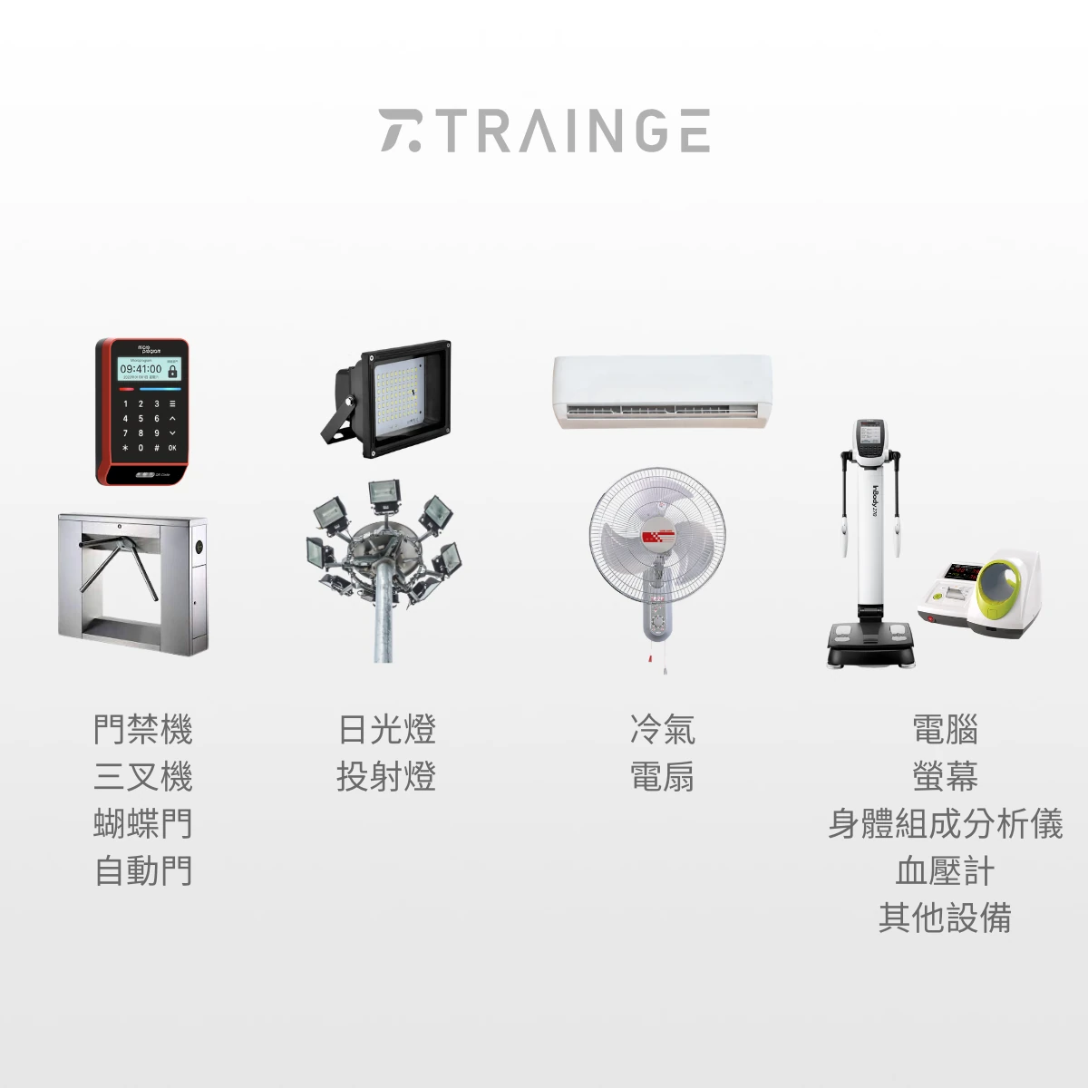 智能設備串接：門禁系統、自動燈光、冷氣風扇與智慧量測設備