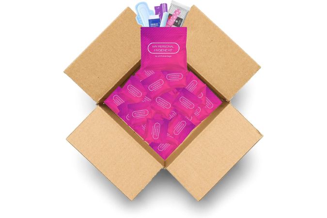 Pink Style Menstrual Kit All-in-One 60 Pack | Travel-Friendly Period Essentials for Tweens & Teenagers | Individually Wrapped Feminine Hygiene Pack