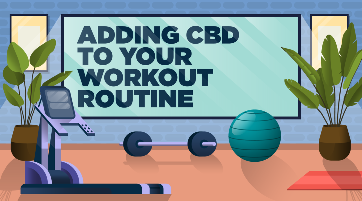 workout equipment with sign saying "adding cbd to your workout routine"