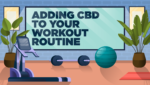 workout equipment with sign saying "adding cbd to your workout routine"