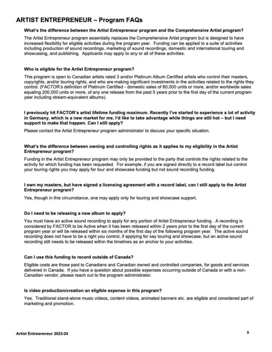 FACTOR Artist Entrepreneur — page 10