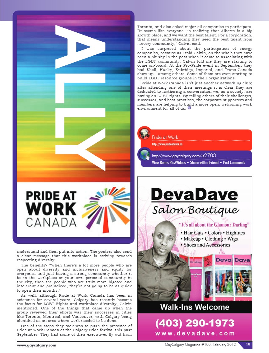 GayCalgary Magazine February 2012 — page 19