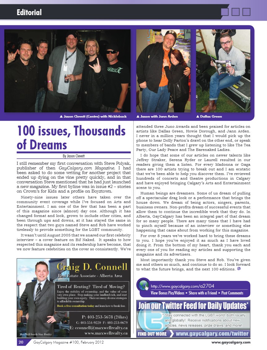 GayCalgary Magazine February 2012 — page 20