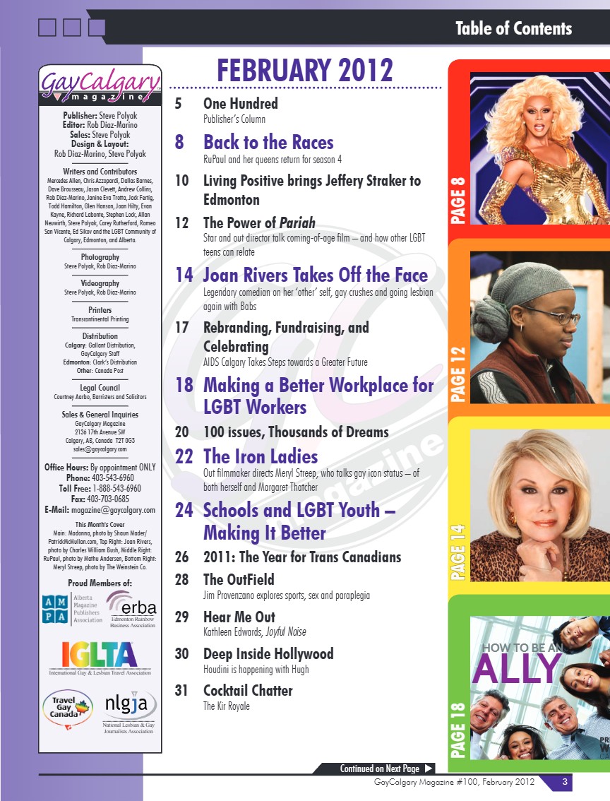 GayCalgary Magazine February 2012 — page 3