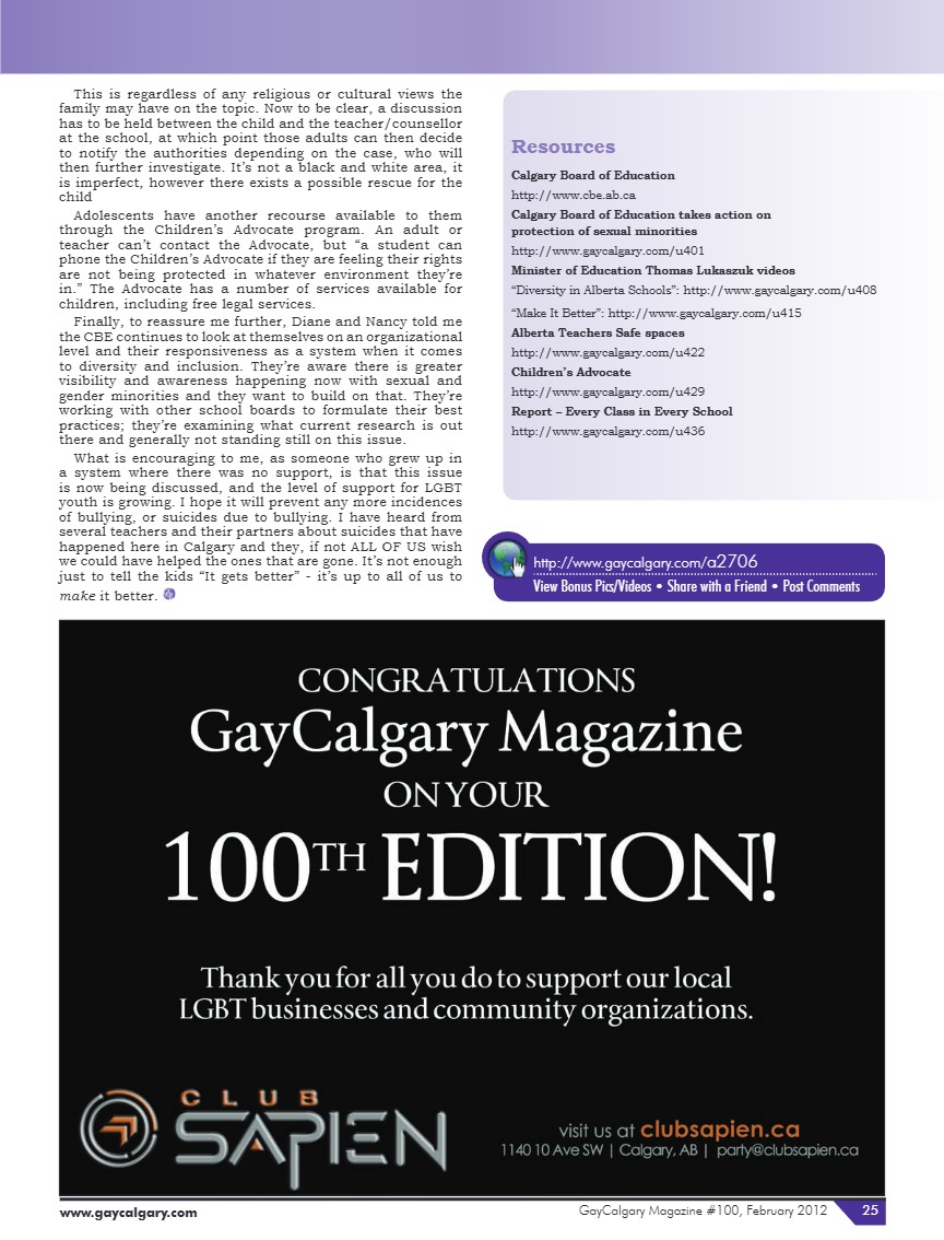 GayCalgary Magazine February 2012 — page 25