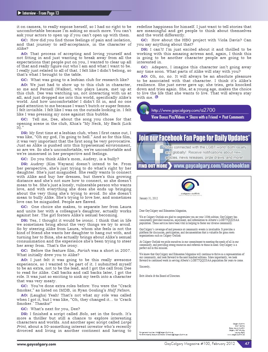 GayCalgary Magazine February 2012 — page 47