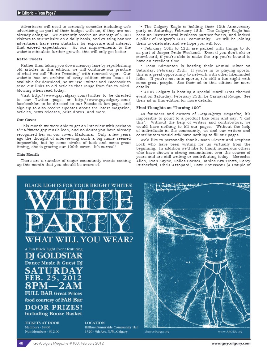 GayCalgary Magazine February 2012 — page 48