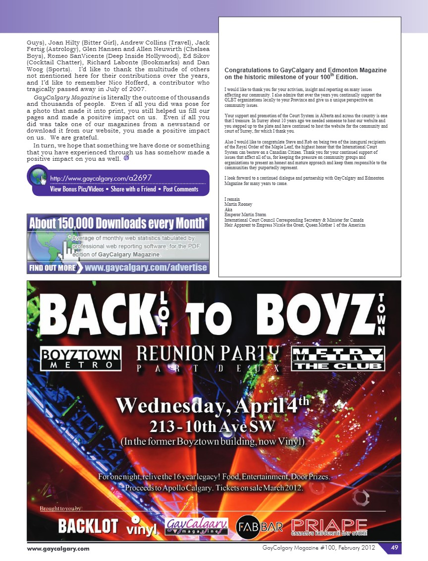 GayCalgary Magazine February 2012 — page 49