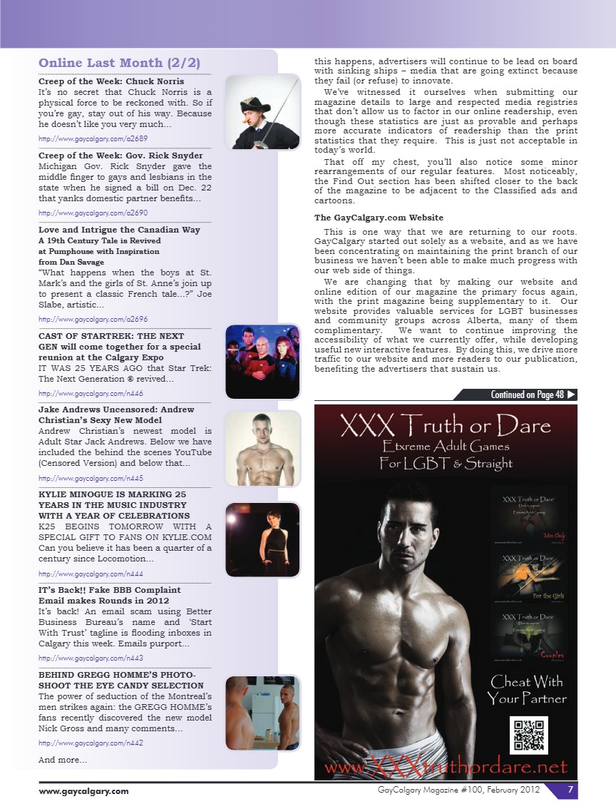 GayCalgary Magazine February 2012 — page 7