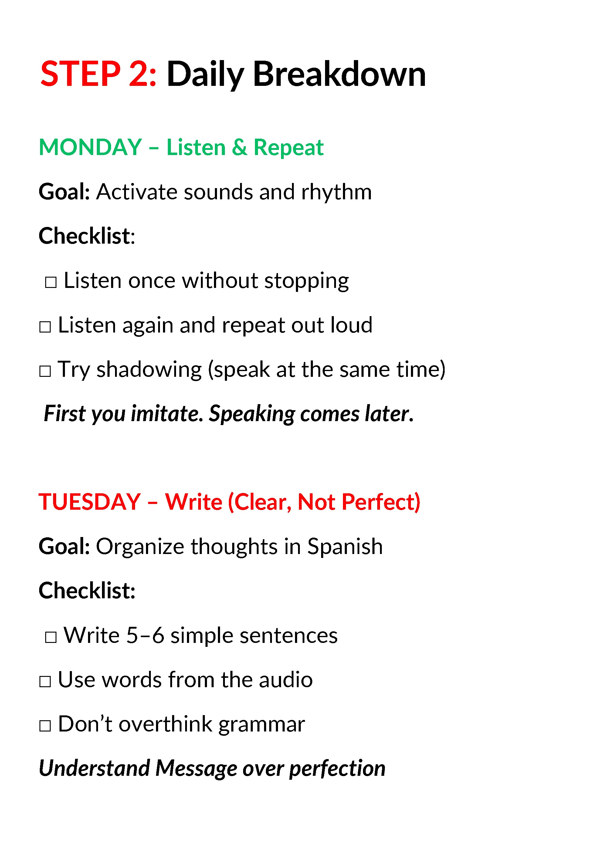 The Complete Spanish Routine for Busy Adults 2.0  - By TRY IT IN SPANISH ACADEMY — page 15