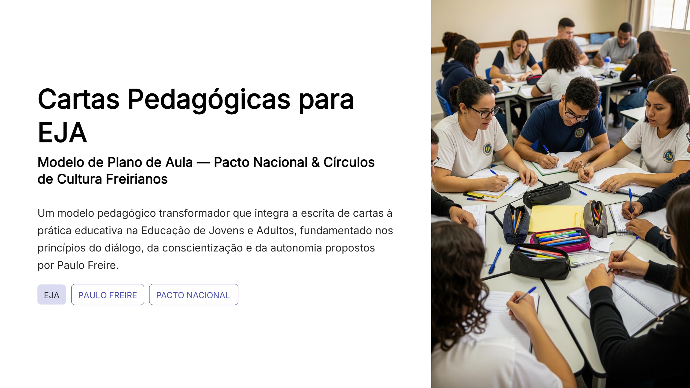 Modelo de Plano de Aula Pacto Nacional EJA (3º Encontro)