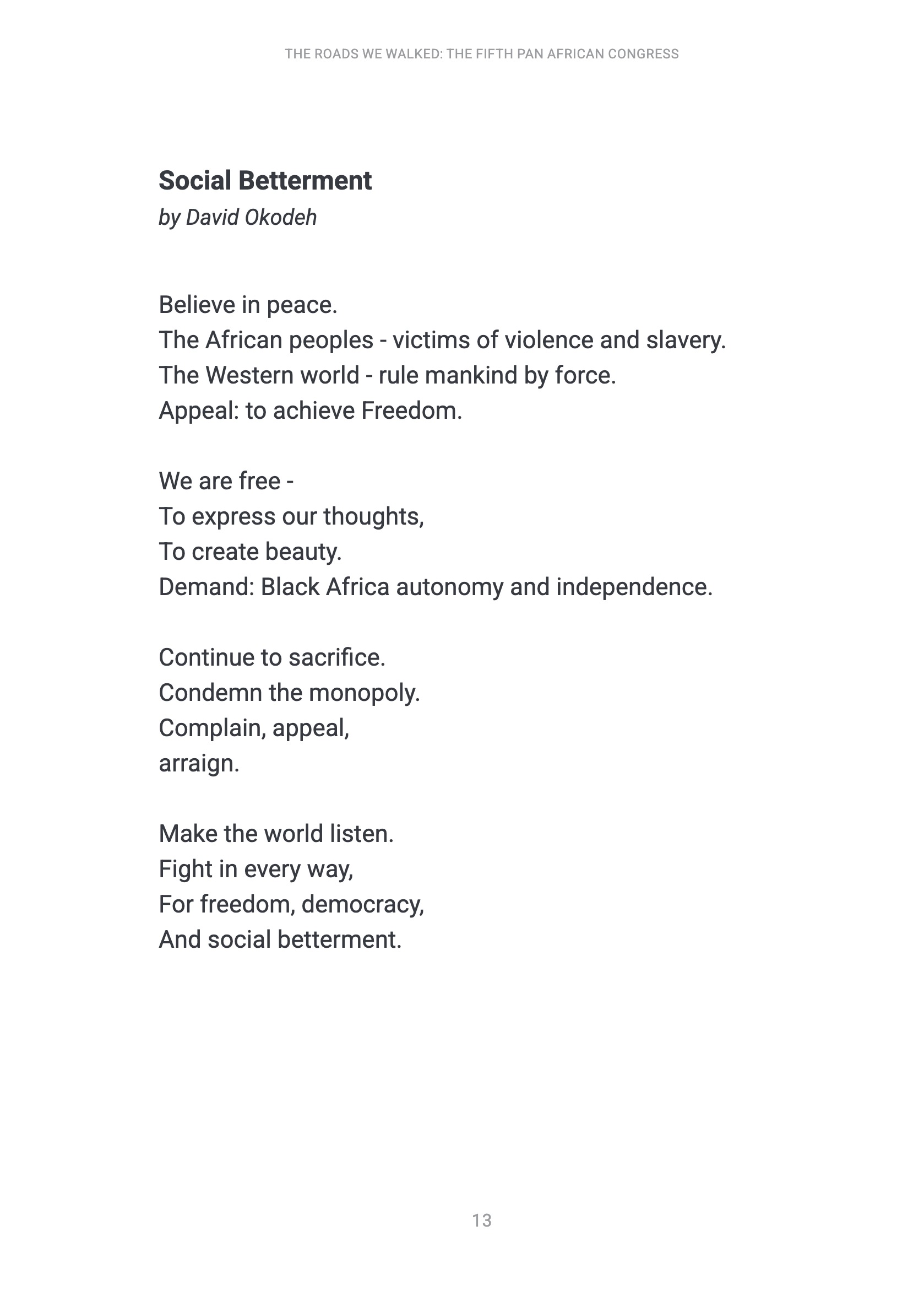 The Roads We Walked - The Fifth Pan-African Congress — page 13
