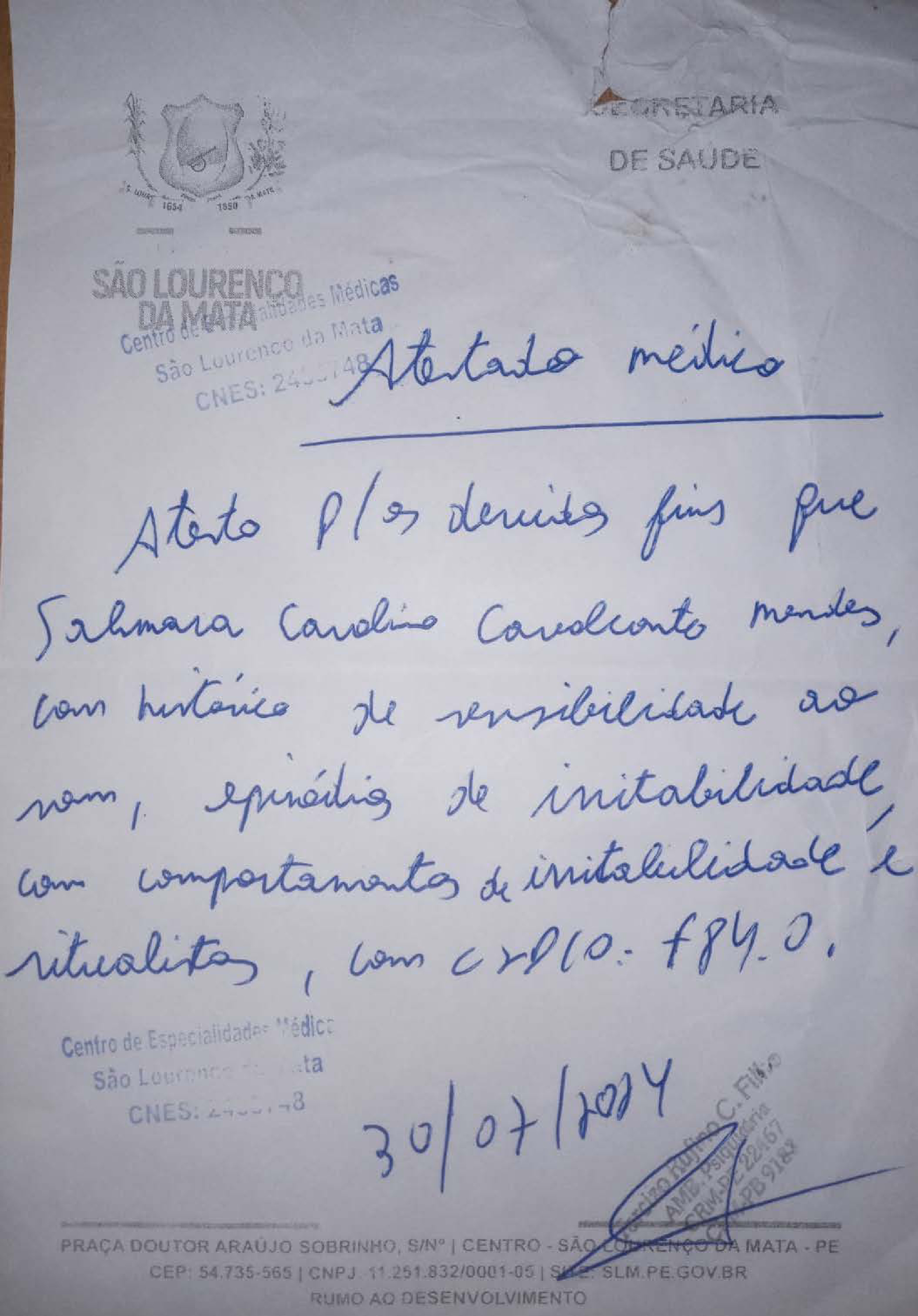 Relatório e Documentos Médicos Sahmara Carolina 2.0 — page 5