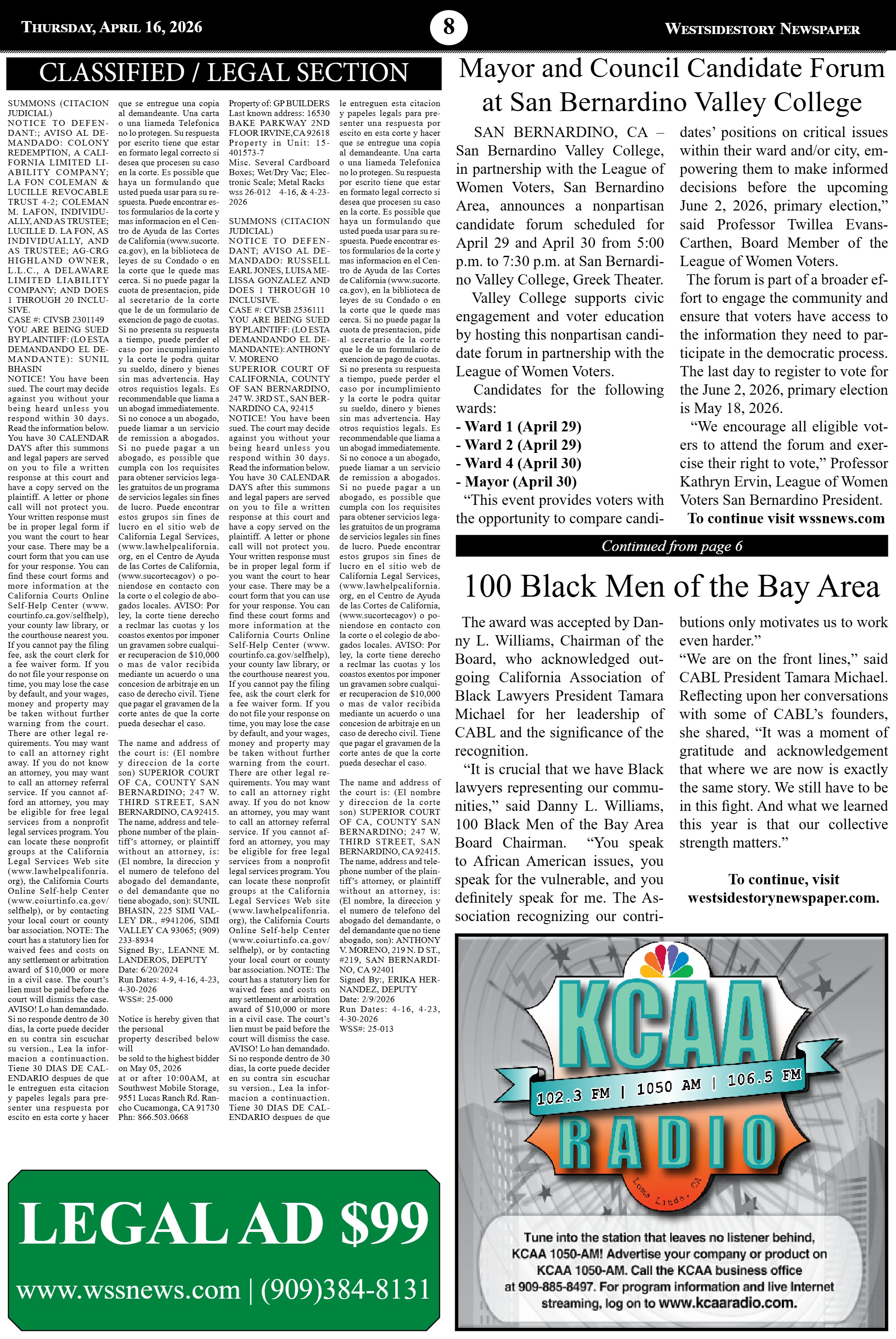WSSNews Vol 40 No 5 | Thursday April 16, 2026 — page 8