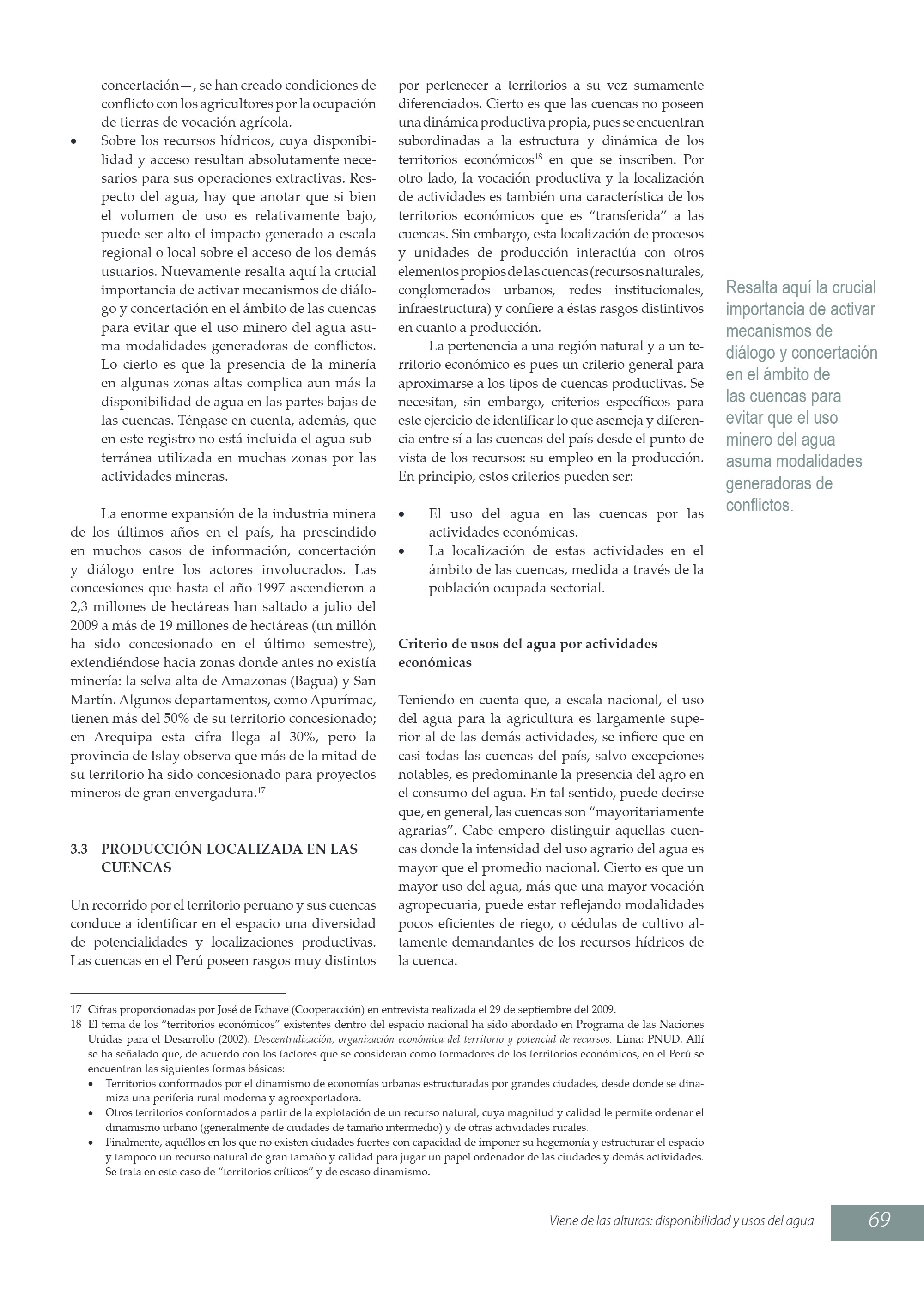 Viene de las alturas. Disponibilidad y usos del agua (2009) — page 13