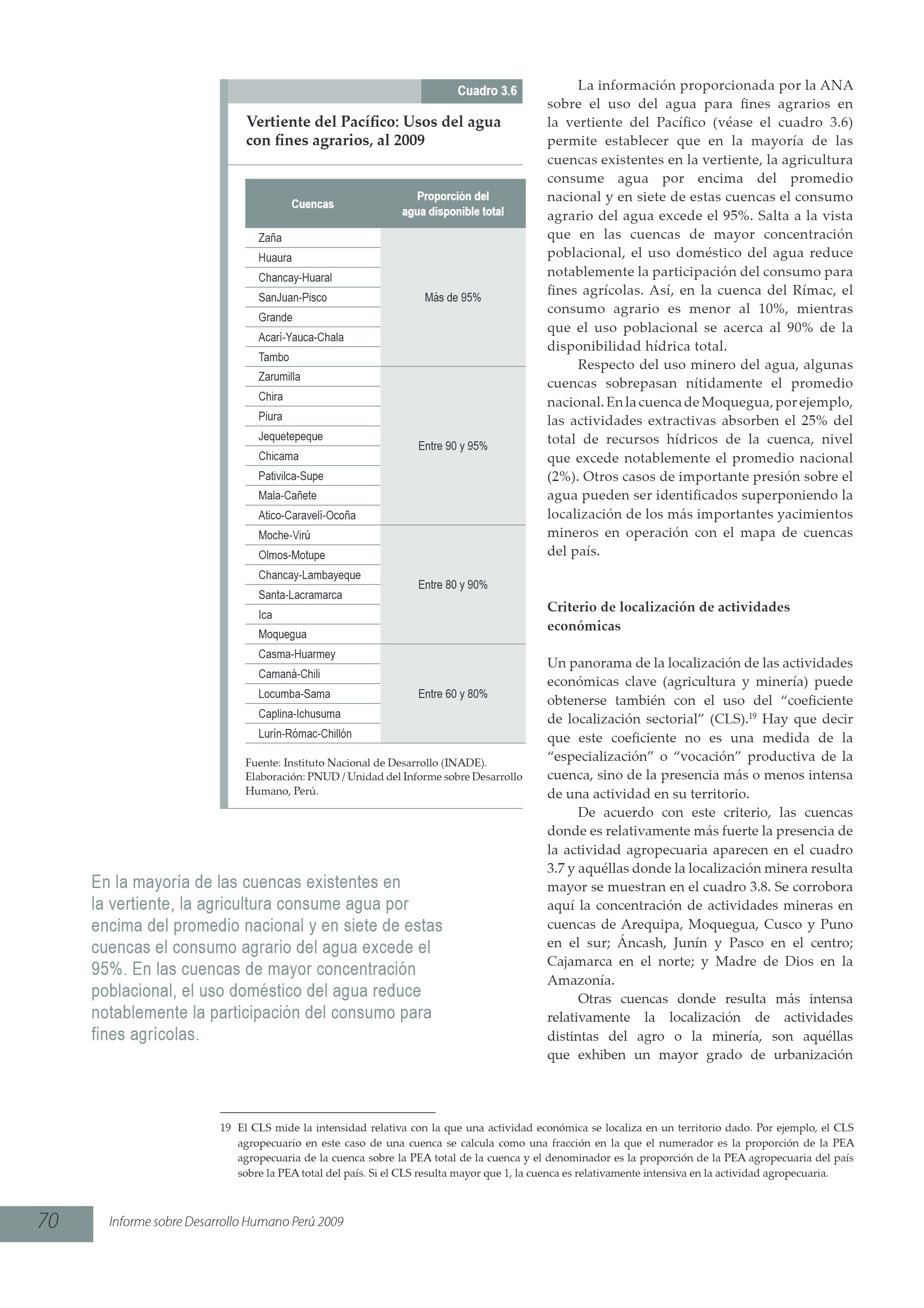 Viene de las alturas. Disponibilidad y usos del agua (2009) — page 14