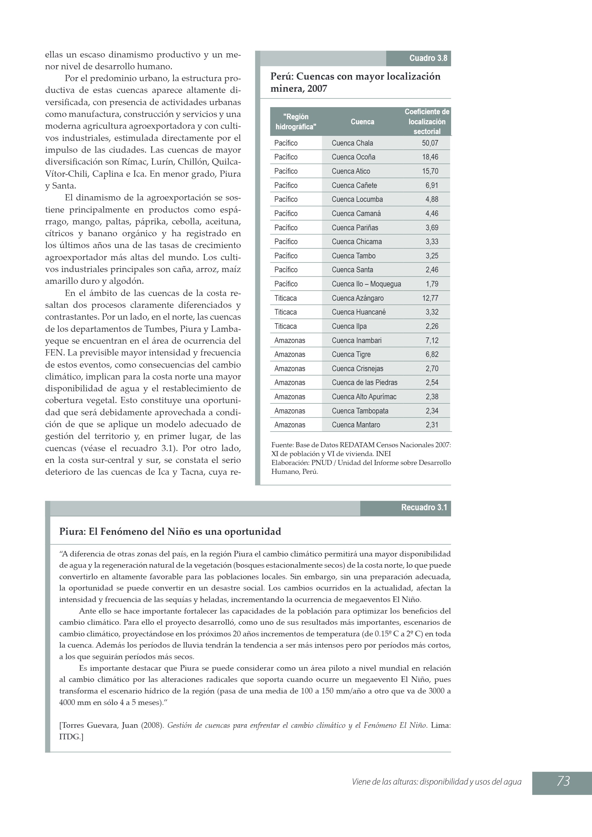 Viene de las alturas. Disponibilidad y usos del agua (2009) — page 17